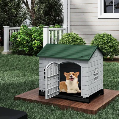 GIANTEX Niche pour Chien Exterieur en PP, Cabane Chien Exterieur Interieur
