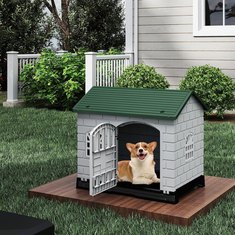 Giantex Niche pour Chien Exterieur en PP, Cabane Chien Exterieur Interieur