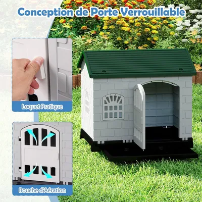 Giantex Niche pour Chien Exterieur en PP, Cabane Chien Exterieur Interieur