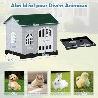 Giantex Niche pour Chien Exterieur en PP, Cabane Chien Exterieur Interieur