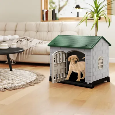 Giantex Niche pour Chien Exterieur en PP, Cabane Chien Exterieur Interieur