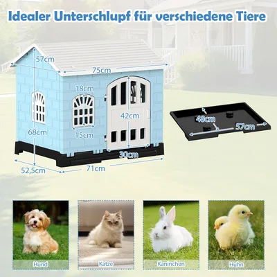 Giantex Hundehütte Für Draußen Aus PP, Hundehütte Für Draußen Und Drinnen Giantex Hundehütte Für Draußen Aus PP, Hundehütte Für Draußen Und Drinnen