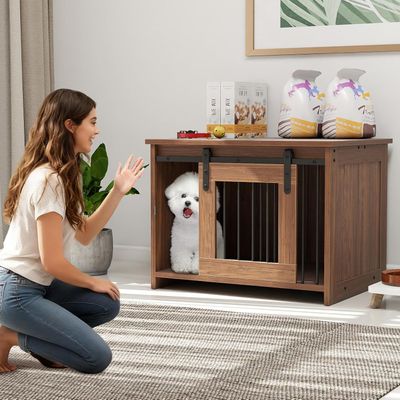 Giantex Cage pour Chien en Bois,Interieur avec Large Plateau