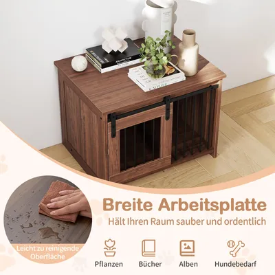 Giantex Hundekäfig Aus Holz, Für Den Innenbereich, Mit Großer Liegefläche Giantex Hundekäfig Aus Holz, Für Den Innenbereich, Mit Großer Liegefläche