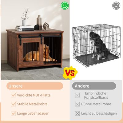 Giantex Hundekäfig Aus Holz, Für Den Innenbereich, Mit Großer Liegefläche