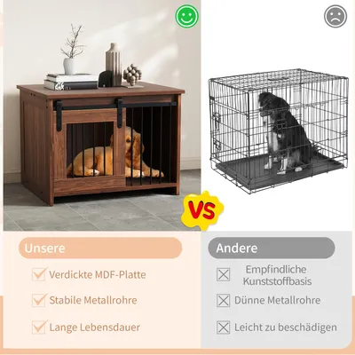 Giantex Hundekäfig Aus Holz, Für Den Innenbereich, Mit Großer Liegefläche Giantex Hundekäfig Aus Holz, Für Den Innenbereich, Mit Großer Liegefläche