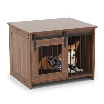 Giantex Hundekäfig Aus Holz, Für Den Innenbereich, Mit Großer Liegefläche Giantex Hundekäfig Aus Holz, Für Den Innenbereich, Mit Großer Liegefläche