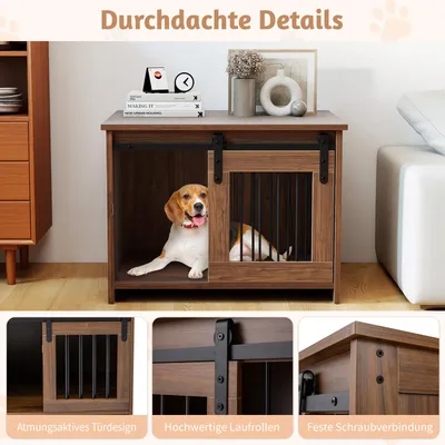 Giantex Hundekäfig Aus Holz, Für Den Innenbereich, Mit Großer Liegefläche Giantex Hundekäfig Aus Holz, Für Den Innenbereich, Mit Großer Liegefläche