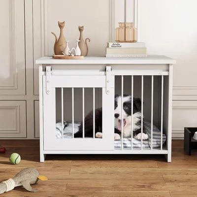 Giantex Cage pour Chien en Bois,Interieur avec Large Plateau