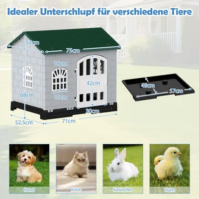 Giantex Hundehütte Für Draußen Aus PP, Hundehütte Für Draußen Und Drinnen