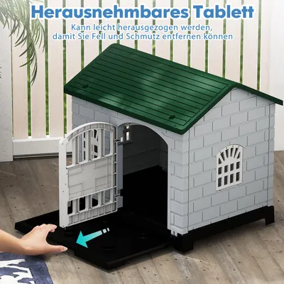 Giantex Hundehütte Für Draußen Aus PP, Hundehütte Für Draußen Und Drinnen