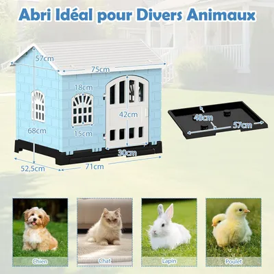 Giantex Niche pour Chien Exterieur en PP, Cabane Chien Exterieur Interieur