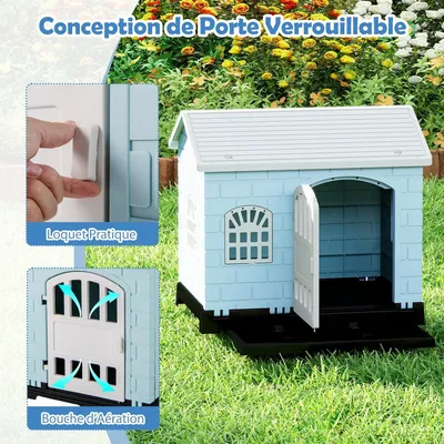Giantex Niche pour Chien Exterieur en PP, Cabane Chien Exterieur Interieur