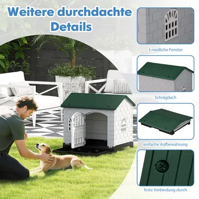 Giantex Hundehütte Für Draußen Aus PP, Hundehütte Für Draußen Und Drinnen