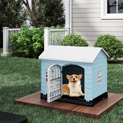 GIANTEX Niche pour Chien Exterieur en PP, Cabane Chien Exterieur Interieur