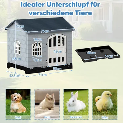 Giantex Hundehütte Für Draußen Aus PP, Hundehütte Für Draußen Und Drinnen Giantex Hundehütte Für Draußen Aus PP, Hundehütte Für Draußen Und Drinnen