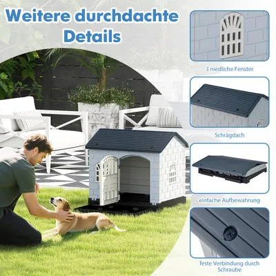 Giantex Hundehütte Für Draußen Aus PP, Hundehütte Für Draußen Und Drinnen Giantex Hundehütte Für Draußen Aus PP, Hundehütte Für Draußen Und Drinnen