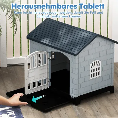 Giantex Hundehütte Für Draußen Aus PP, Hundehütte Für Draußen Und Drinnen Giantex Hundehütte Für Draußen Aus PP, Hundehütte Für Draußen Und Drinnen