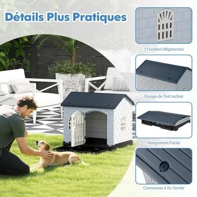 Giantex Niche pour Chien Exterieur en PP, Cabane Chien Exterieur Interieur