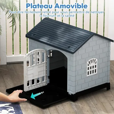 Giantex Niche pour Chien Exterieur en PP, Cabane Chien Exterieur Interieur