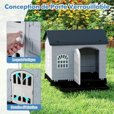Giantex Niche pour Chien Exterieur en PP, Cabane Chien Exterieur Interieur
