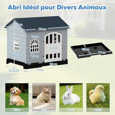 Giantex Niche pour Chien Exterieur en PP, Cabane Chien Exterieur Interieur