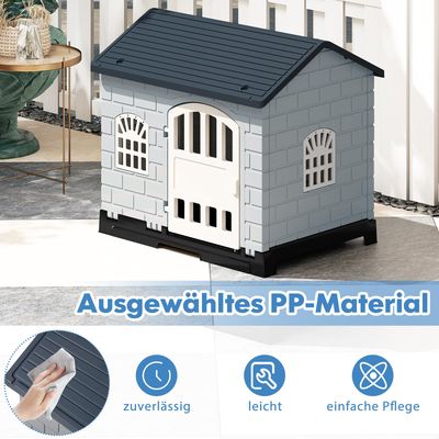 Giantex Hundehütte Für Draußen Aus PP, Hundehütte Für Draußen Und Drinnen
