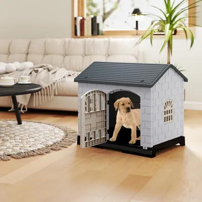 Giantex Niche pour Chien Exterieur en PP, Cabane Chien Exterieur Interieur