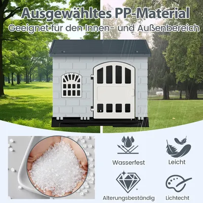 Giantex Hundehütte Für Draußen Aus PP, Hundehütte Für Draußen Und Drinnen Giantex Hundehütte Für Draußen Aus PP, Hundehütte Für Draußen Und Drinnen