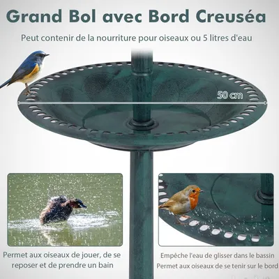 GIANTEX Mangeoire Oiseaux Exterieur sur Piédestal 3 en 1,Lumière Solaire