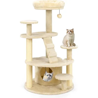 GIANTEX Arbre a Chat à Plusieurs Niveaux avec Surface en Peluche