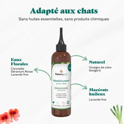 Répulsif anti puces, tiques et moustiques BIO et Naturel - Chat - 100ml