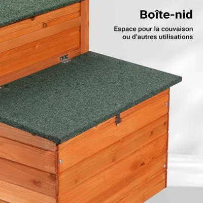 Wiltec Clapier – 1950 x 635 x 1200 mm – 1 étage – 3 portes – Toit bitumé –