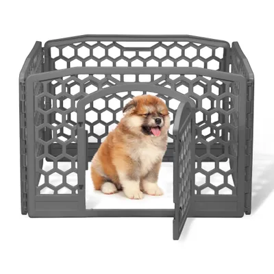 Parc pour Chien Intérieur, 4 Panneaux, H58cm, Gris, Plastique, CI-584HC