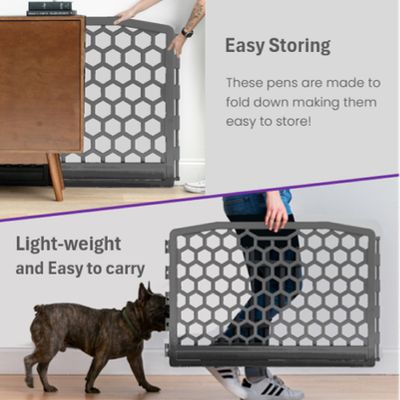Parc pour Chien Intérieur, 4 Panneaux, H58cm, Gris, Plastique, CI-584HC