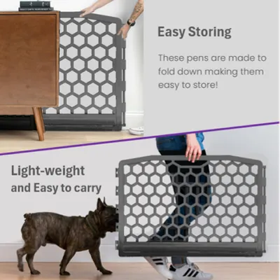 Parc pour Chien Intérieur, 4 Panneaux, H58cm, Gris, Plastique, CI-584HC