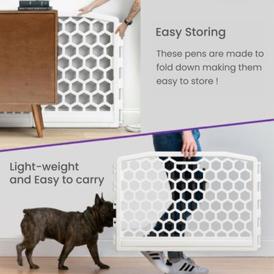 Parc pour Chien Intérieur, 4 Panneaux, H58cm, Blanc, Plastique, CI-584HC