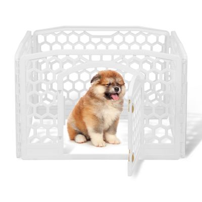 Parc pour Chien Intérieur, 4 Panneaux, H58cm, Gris, Plastique, CI-584HC