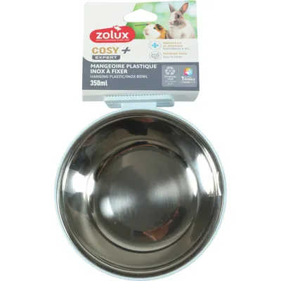 Mangeoire en plastique  et inox pour lapin et cochon d'Inde.