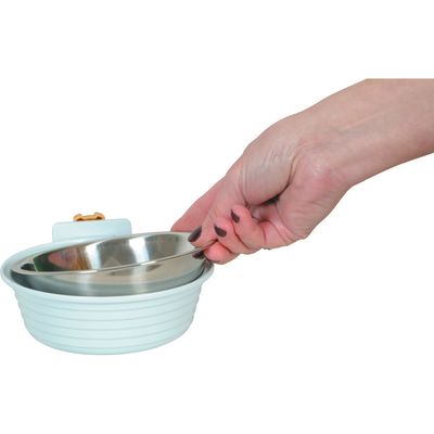 Mangeoire en plastique  et inox pour lapin et cochon d'Inde.