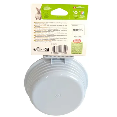 Mangeoire en plastique  et inox pour lapin et cochon d'Inde.