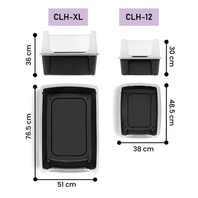 Grand Bac Litière pour Chat XXL, Noir, CLH-XL