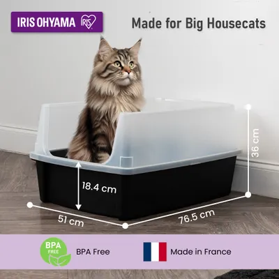 Grand Bac Litière pour Chat XXL, Noir, CLH-XL