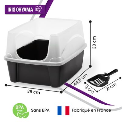 Bac a Litiere pour Chat avec Pelle, Noir, DDCLH-12