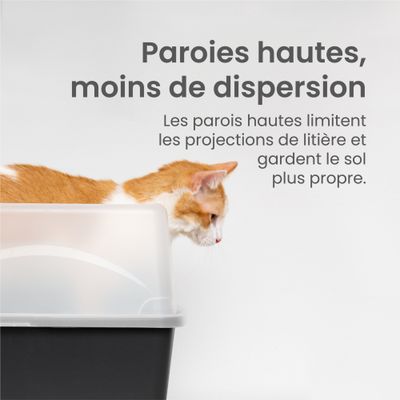 Bac a Litiere pour Chat avec Pelle, Noir, DDCLH-12