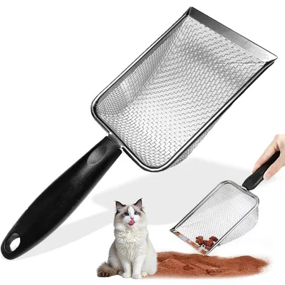 Pawffee Pala para arena de gato de metal resistente y de malla fina.