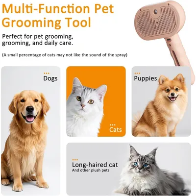 Pawffee Brosse à vapeur 3-en-1 pour chien et chat - Perte de poils, massage