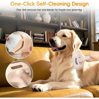 Pawffee Brosse à vapeur 3-en-1 pour chien et chat - Perte de poils, massage