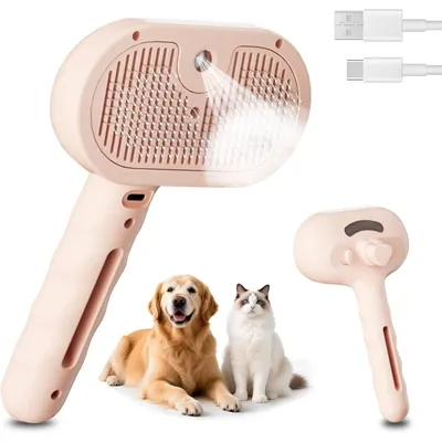 Pawffee Brosse à vapeur 3-en-1 pour chien et chat - Perte de poils, massage