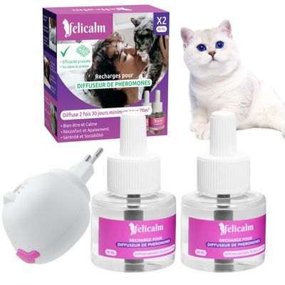 Felicalm Pack Chat – 2 Diffuseurs + 4 recharges de phéromones apaisantes
